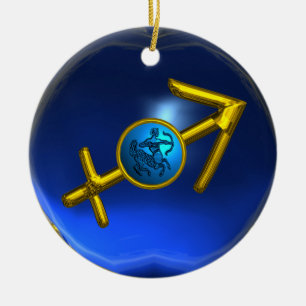 SAGITTARIUS ZODIAC BIRTHDAY JEWEL Blue Turquoise Ceramic Ornament