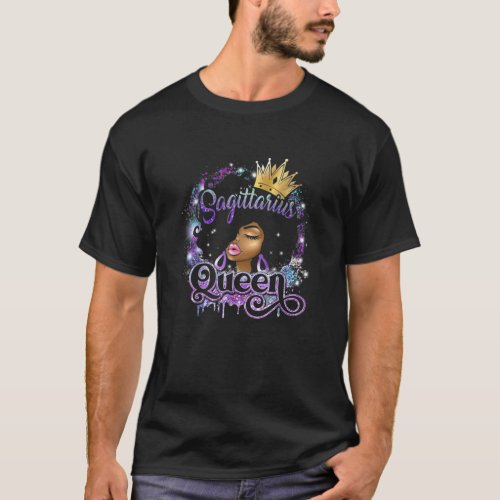 Sagittarius Zodiac Black Girl _ Birthday Queen _ B T_Shirt