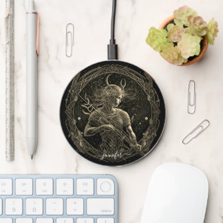 Sagittarius zodiac black gold wireless charger