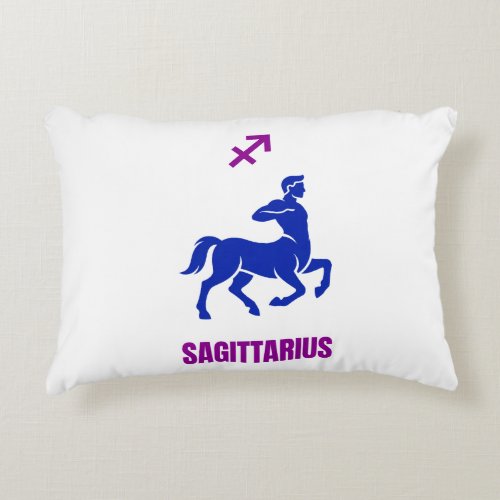 Sagittarius Zodiac Blue Silhouette Centaur Accent Pillow