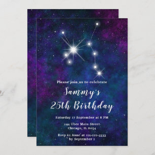 Sagittarius Zodiac Constellation Birthday Party Invitation