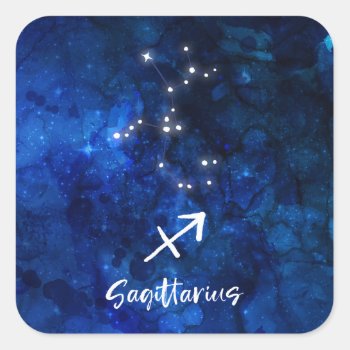 Sagittarius Zodiac Constellation Galaxy Celestial Square Sticker by GraphicBrat at Zazzle