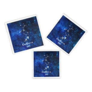 Sagittarius Zodiac Constellation Galaxy Monogram Acrylic Tray