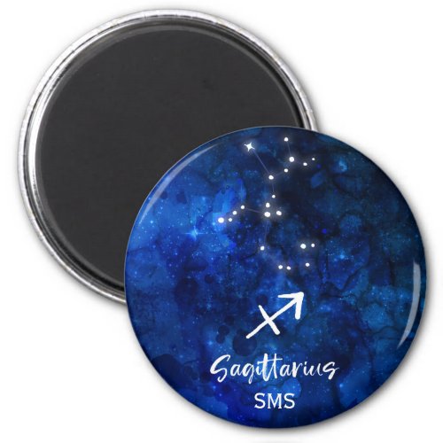 Sagittarius Zodiac Constellation Galaxy Monogram Magnet