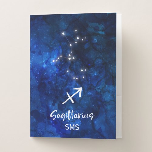 Sagittarius Zodiac Constellation Galaxy Monogram Pocket Folder