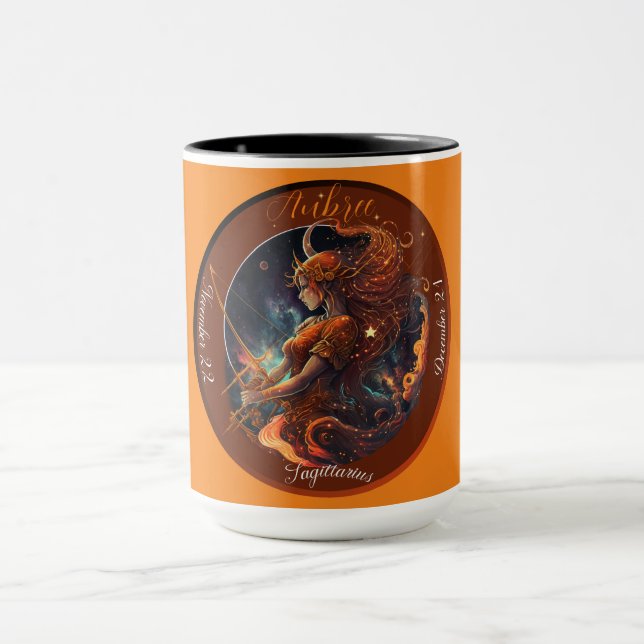 Sagittarius Zodiac Customizable Dated Coffee Mug (Center)