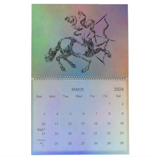 Sagittarius Zodiac December Colorful Sign Symbols Calendar | Zazzle