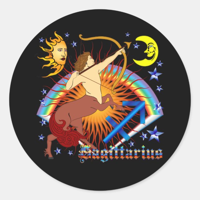 Sagittarius-Zodiac-Design-V-1 Classic Round Sticker (Front)