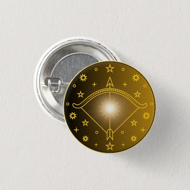 Sagittarius Zodiac Emblem Minimal Celestial Symbol Button (Front & Back)