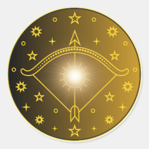 Sagittarius Zodiac Emblem Minimal Celestial Symbol Classic Round Sticker