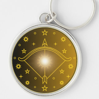 Sagittarius Zodiac Emblem Minimal Celestial Symbol Keychain