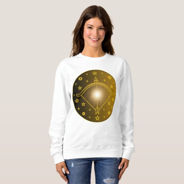 Sagittarius Zodiac Emblem Minimal Celestial Symbol Sweatshirt (Front Full)