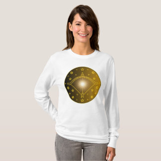 Sagittarius Zodiac Emblem Minimal Celestial Symbol T-Shirt