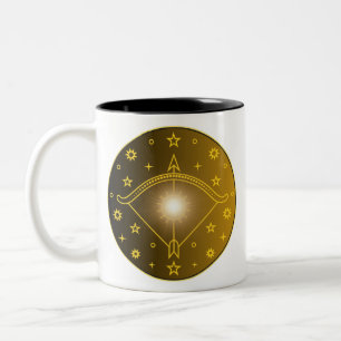 Sagittarius Zodiac Emblem Minimal Celestial Symbol Two-Tone Coffee Mug