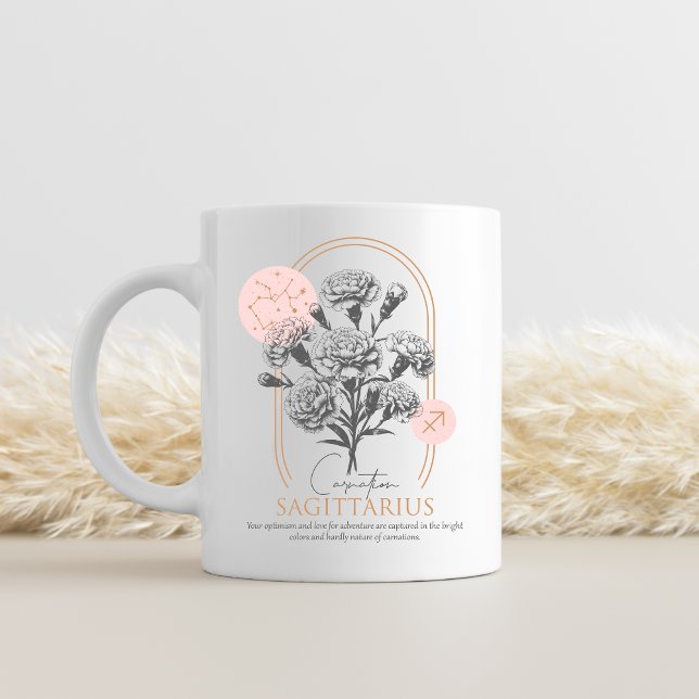 Sagittarius Zodiac Floral Carnation Astrology  Coffee Mug (Carnation birth month flower mug)