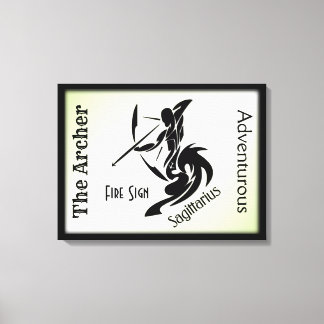 Sagittarius Zodiac Framed Green Canvas Print