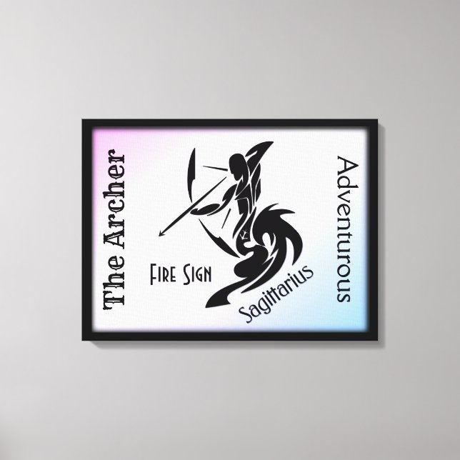 Sagittarius Zodiac Framed Pretty Pastel Hues Canvas Print (Front)