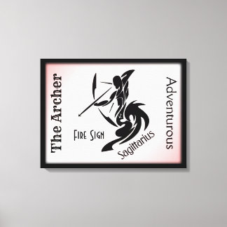 Sagittarius Zodiac Framed Red Canvas Print