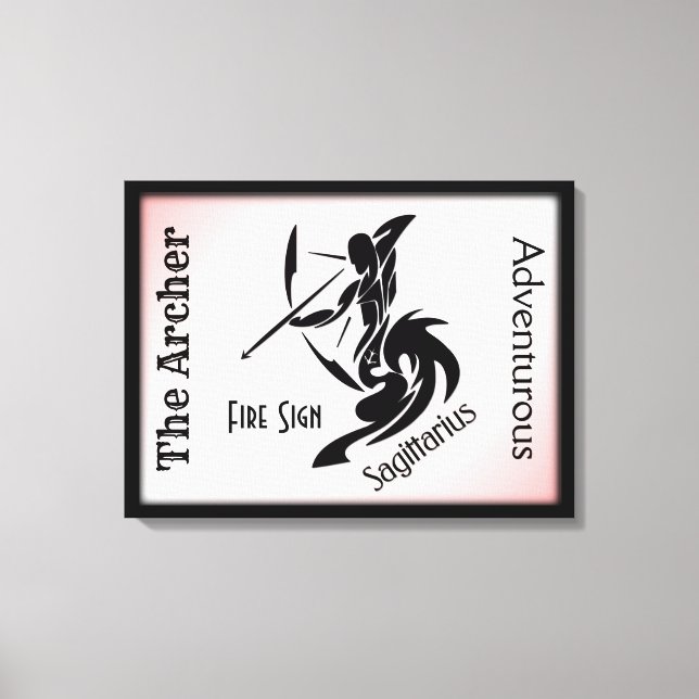 Sagittarius Zodiac Framed Red Canvas Print (Front)