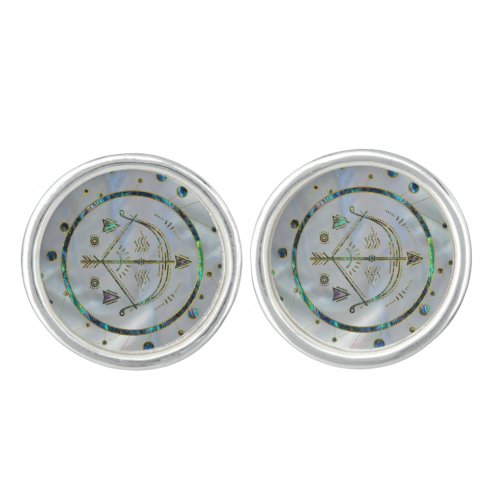 Sagittarius Zodiac Gold Abalone on Constellation Cufflinks