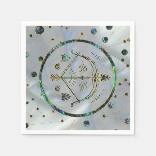 Sagittarius Zodiac Gold Abalone on Constellation Napkins