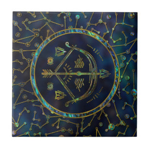 Sagittarius Zodiac Gold Abalone on Constellation Tile