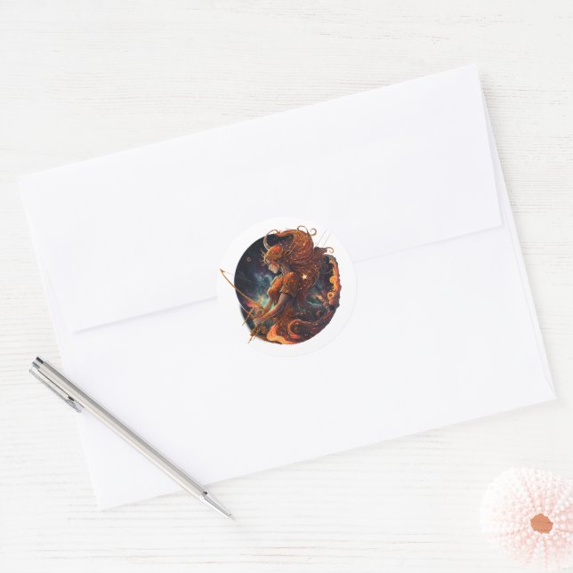 Sagittarius Zodiac Graphic Classic Round Sticker (Envelope)