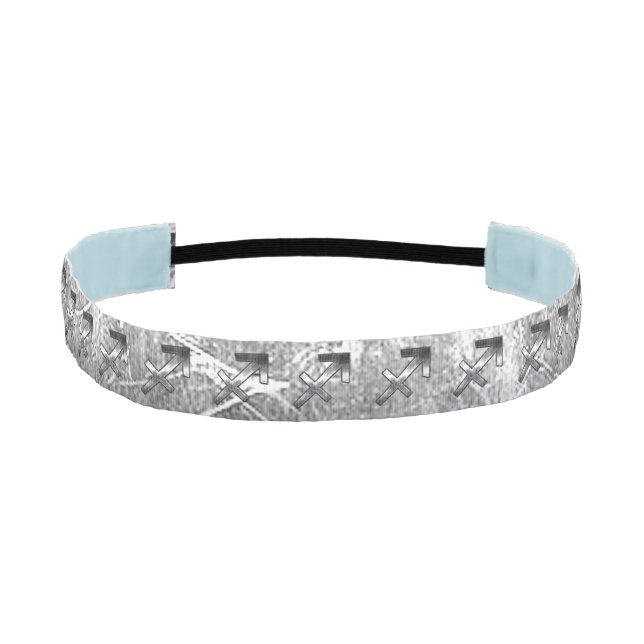 Sagittarius Zodiac Grunge Distressed Steel Style Athletic Headband (Front)