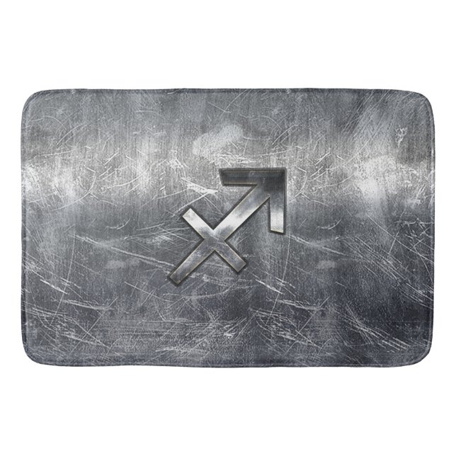 Sagittarius Zodiac Grunge Distressed Steel Style Bathroom Mat (Front)