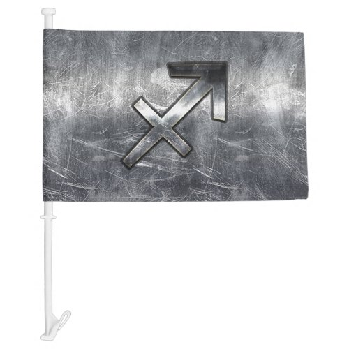Sagittarius Zodiac Grunge Distressed Steel Style Car Flag