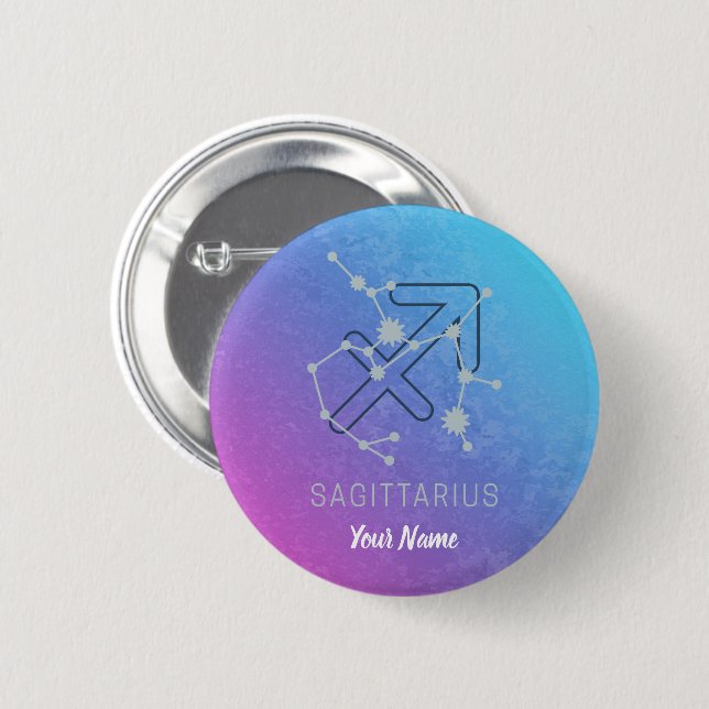 Sagittarius Zodiac Horoscope Star Constellation Button (Front & Back)