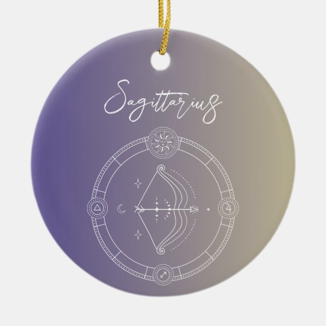 Sagittarius zodiac horoscope star sign gradient ceramic ornament (Front)