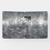Sagittarius Zodiac In Grunge Distressed Steel look