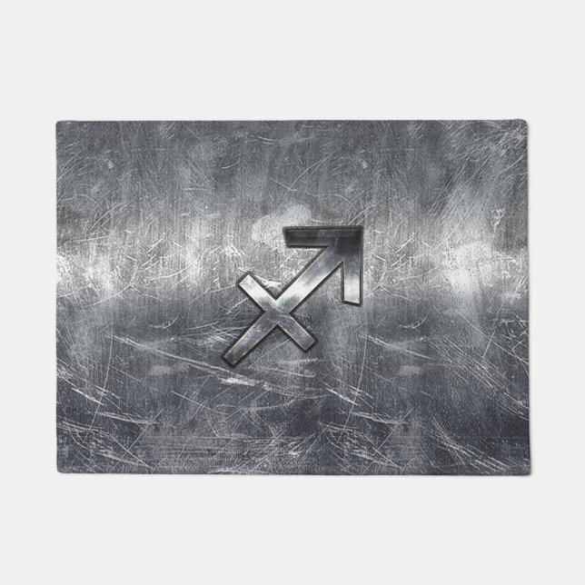 Sagittarius Zodiac In Grunge Distressed Steel look Doormat (Front)