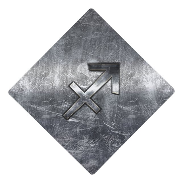 Sagittarius Zodiac In Grunge Distressed Steel look Graduation Cap Topper (Front)