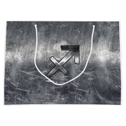 Sagittarius Zodiac In Grunge Distressed Steel look Large Gift Bag