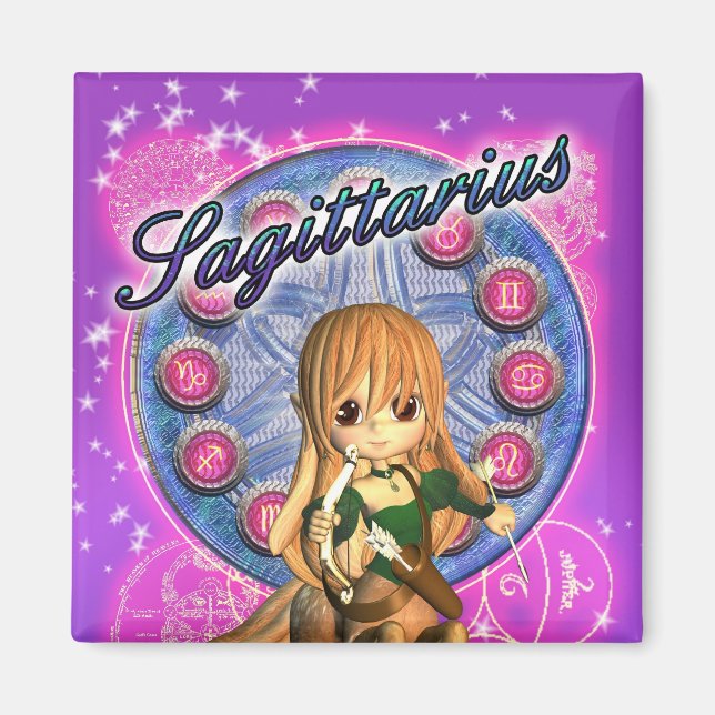 Sagittarius Zodiac Magnet Cute Female Centaur (Front)