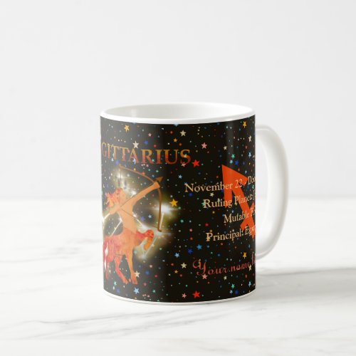 Sagittarius zodiac modern personalized  coffee mug