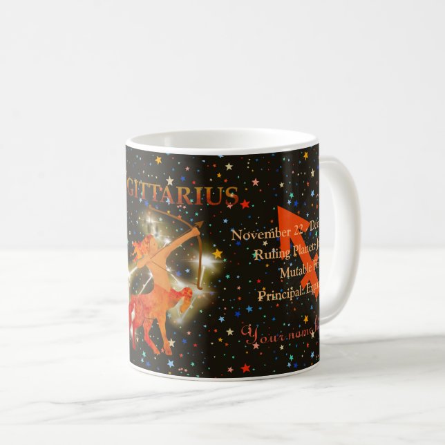 Sagittarius zodiac modern personalized  coffee mug (Front Right)