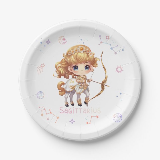 Sagittarius Zodiac Paper Plate (Front)
