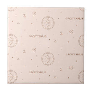 Sagittarius Zodiac Pattern in Brown and Burgundy Ceramic Tile