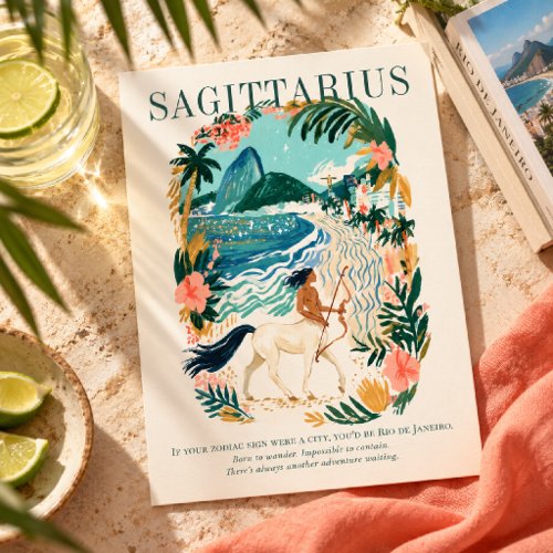Sagittarius Zodiac Rio de Janeiro Gouache Art Postcard
