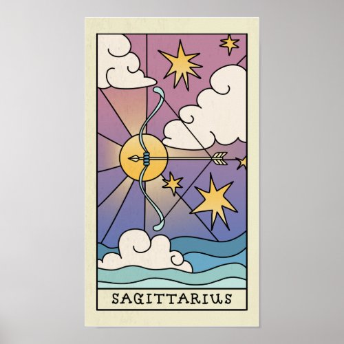 Sagittarius Zodiac Sign Abstract Art Poster