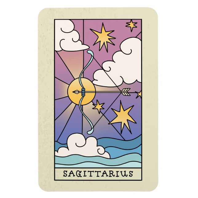 Sagittarius Zodiac Sign Abstract Art Vintage Magnet (Vertical)