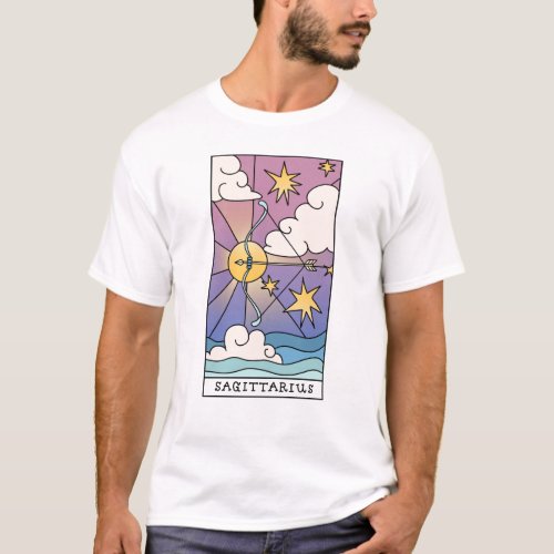 Sagittarius Zodiac Sign Abstract Art Vintage  T_Shirt