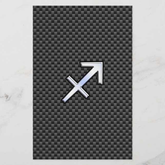 Sagittarius Zodiac Sign Black Carbon Fiber Print Flyer (Front)