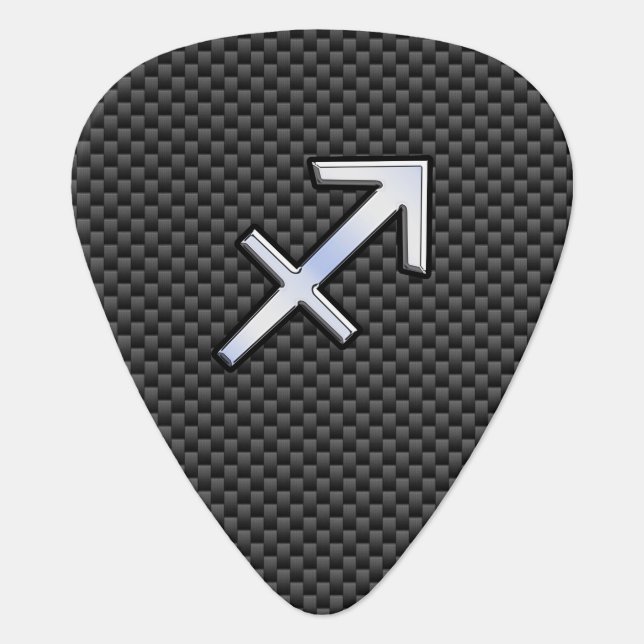 Sagittarius Zodiac Sign Black Carbon Fiber Print Guitar Pick (Front)