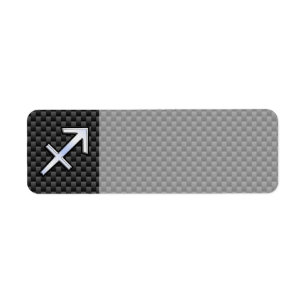 Sagittarius Zodiac Sign Black Carbon Fiber Print Label