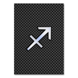 Sagittarius Zodiac Sign Black Carbon Fiber Print Table Number