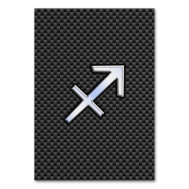 Sagittarius Zodiac Sign Black Carbon Fiber Print Table Number (Front)